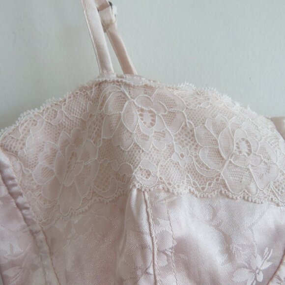 L.A. HEARTS Satin Floral Lace Up Corset Bustier Top Romantic Fairy Y2K Babydoll - Picture 7 of 14